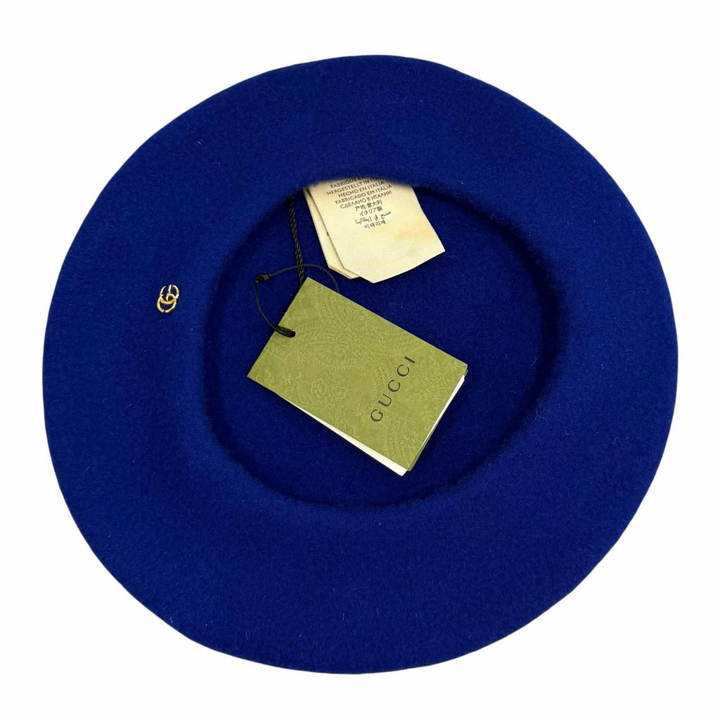 Gucci Wool GG Marmont Beret Blue Gold — view 4