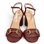 Gucci Horsebit Ankle Strap Leather Sandals Bordeaux Gold — view 3
