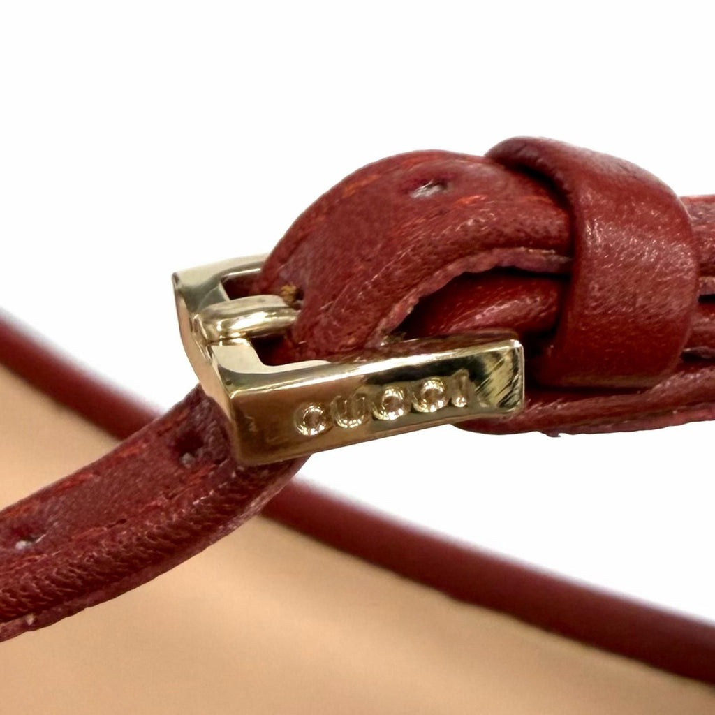 Gucci Horsebit Ankle Strap Leather Sandals Bordeaux Gold — view 9