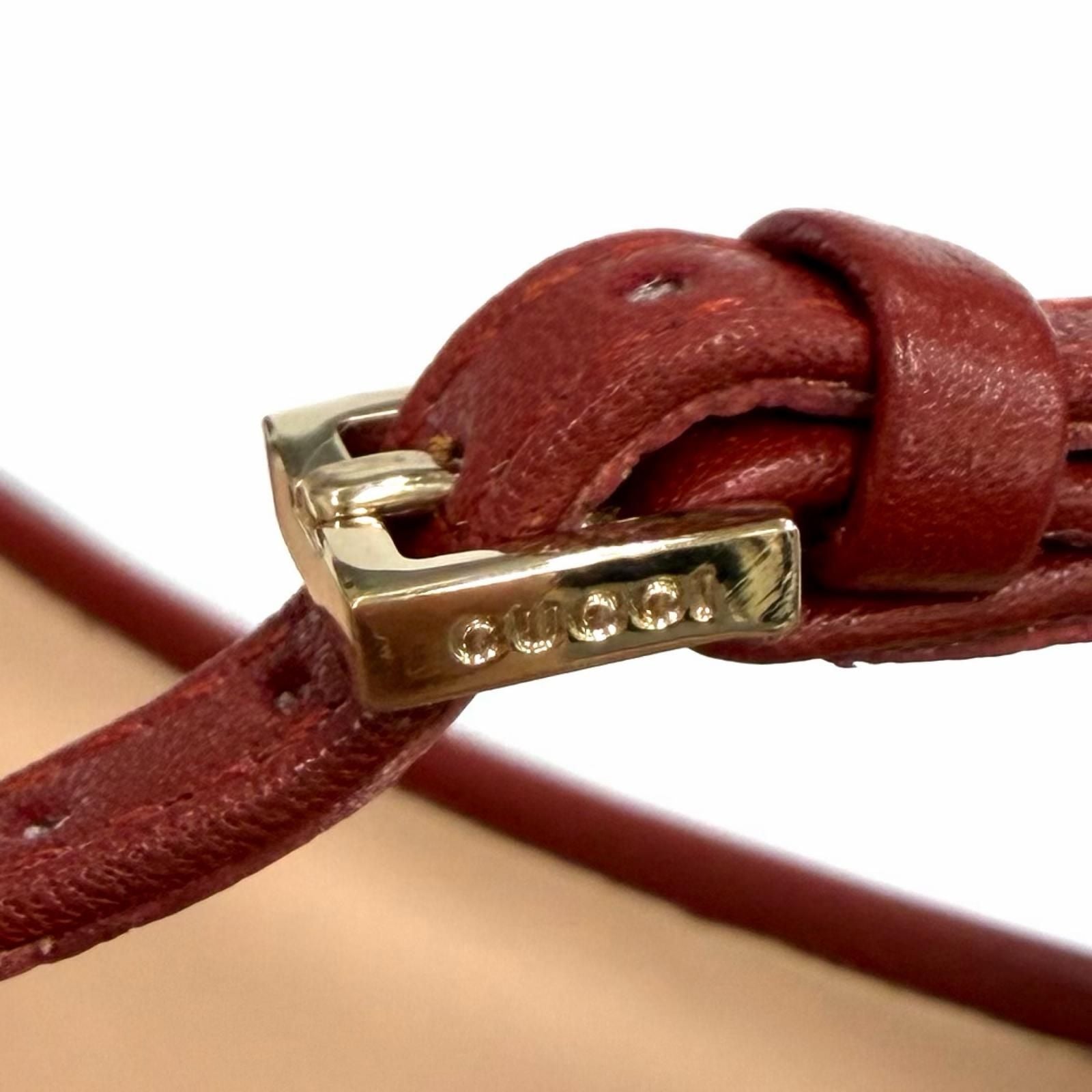 Gucci Horsebit Ankle Strap Leather Sandals Bordeaux Gold — view 9