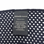 Hermes Cashmere Mesh Leather with Patch Knit Large Shawl Scarf Navy — view 6