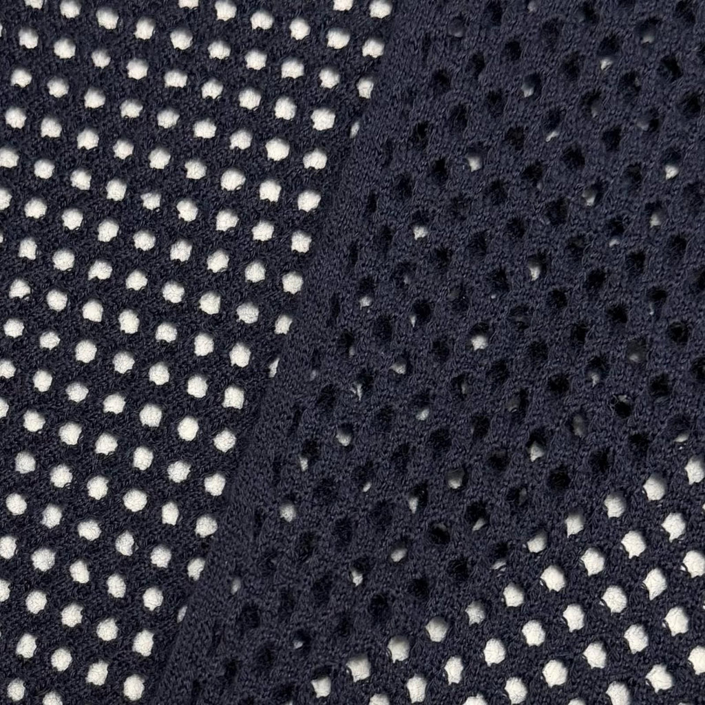 Hermes Cashmere Mesh Leather with Patch Knit Large Shawl Scarf Navy — view 4