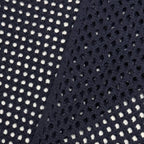 Hermes Cashmere Mesh Leather with Patch Knit Large Shawl Scarf Navy — view 4