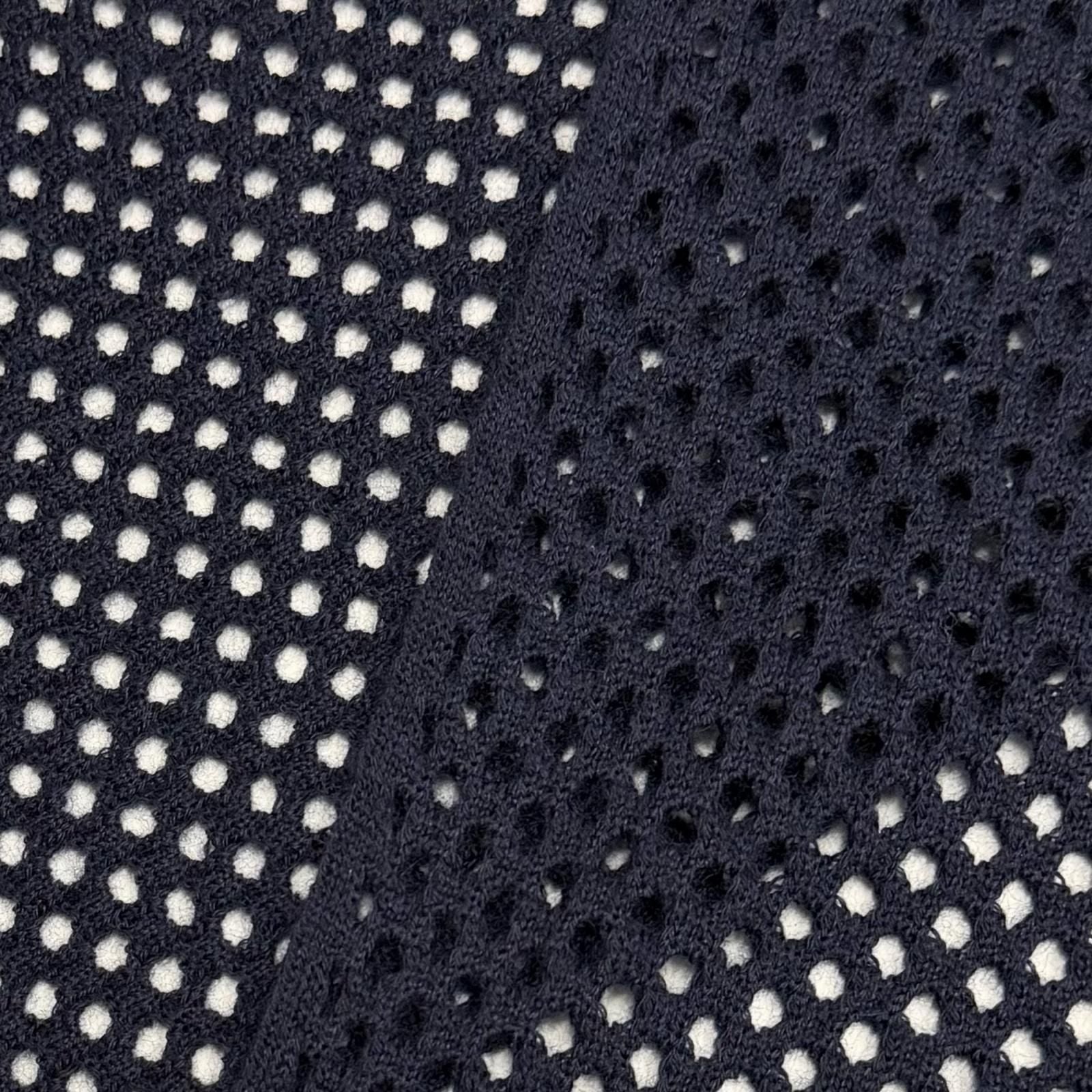 Hermes Cashmere Mesh Leather with Patch Knit Large Shawl Scarf Navy — view 4