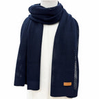 Hermes Cashmere Mesh Leather with Patch Knit Large Shawl Scarf Navy — view 2