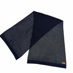 Hermes Cashmere Mesh Leather with Patch Knit Large Shawl Scarf Navy — view 3