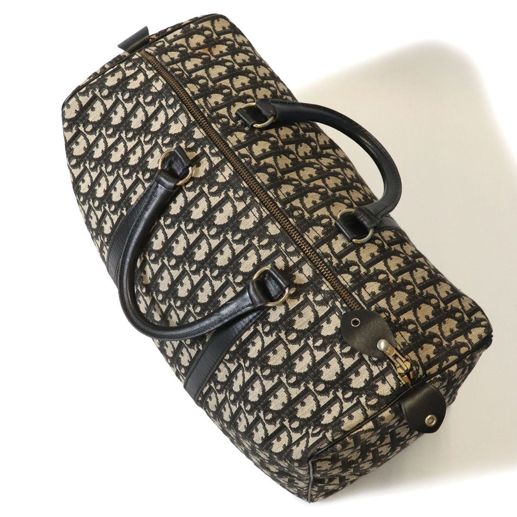 Dior Trotter Boston Bag Width 40 Canvas Leather Navy — view 6