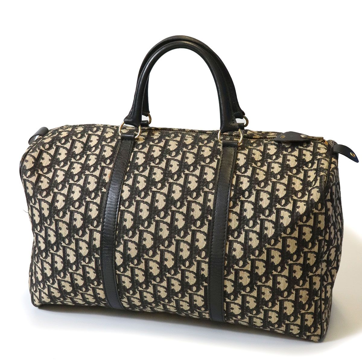Dior Trotter Boston Bag Width 40 Canvas Leather Navy