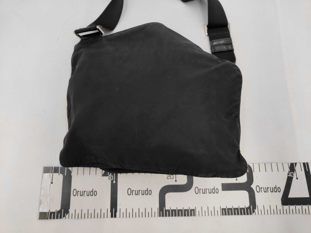 Prada Shoulder Bag Triangle Logo Black Nylon Silver — view 2