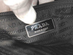 Prada Shoulder Bag Triangle Logo Black Nylon Silver — view 8