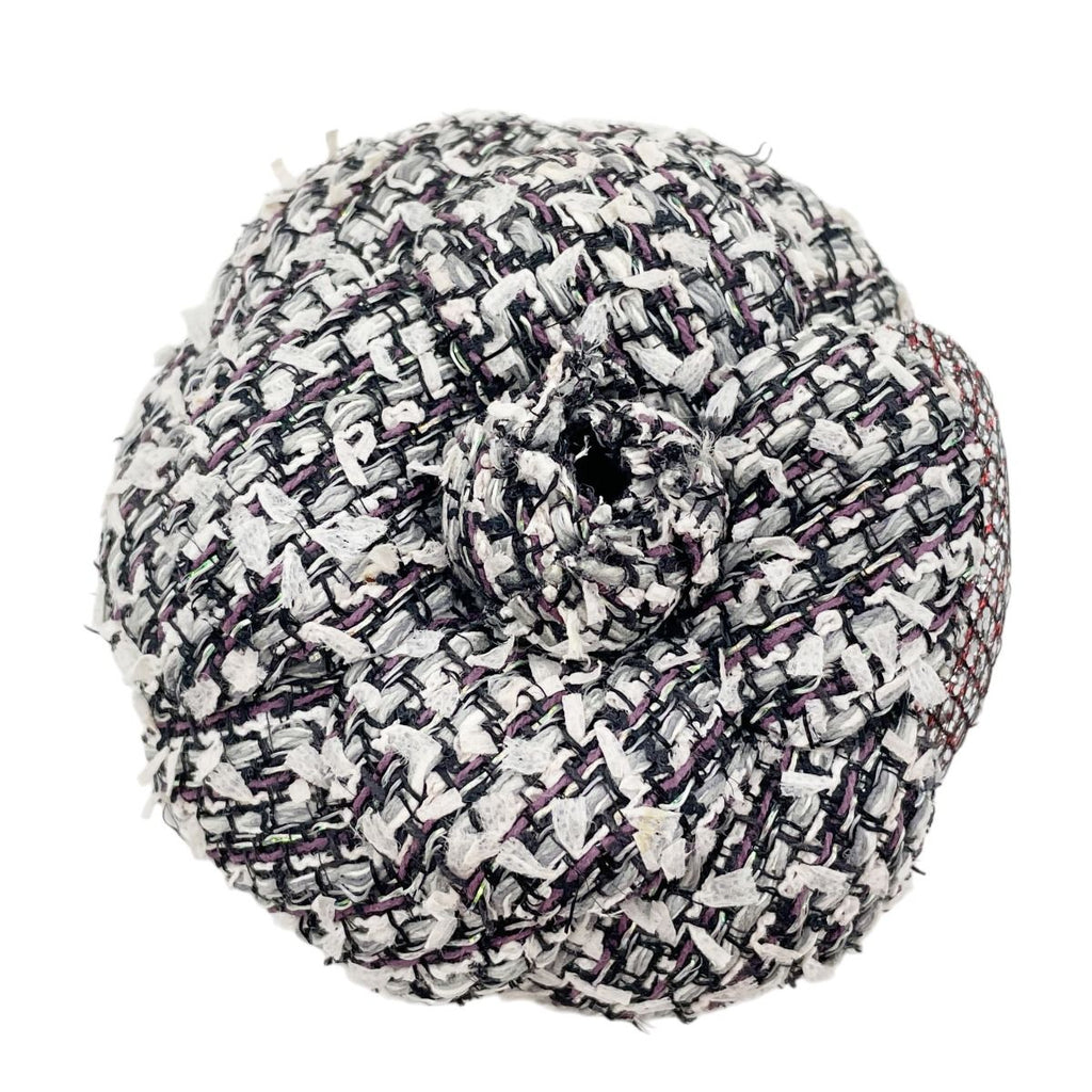 Chanel Tweed Corsage Camellia Brooch Black