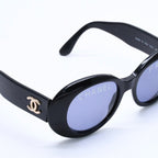 Chanel Oval Sunglasses Eyewear CC Logo Black White — view 4