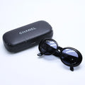 Chanel Oval Sunglasses Eyewear CC Logo Black White