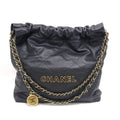 Chanel Small 2-Way Bag Hand Shoulder Caviar Leather Black Gold