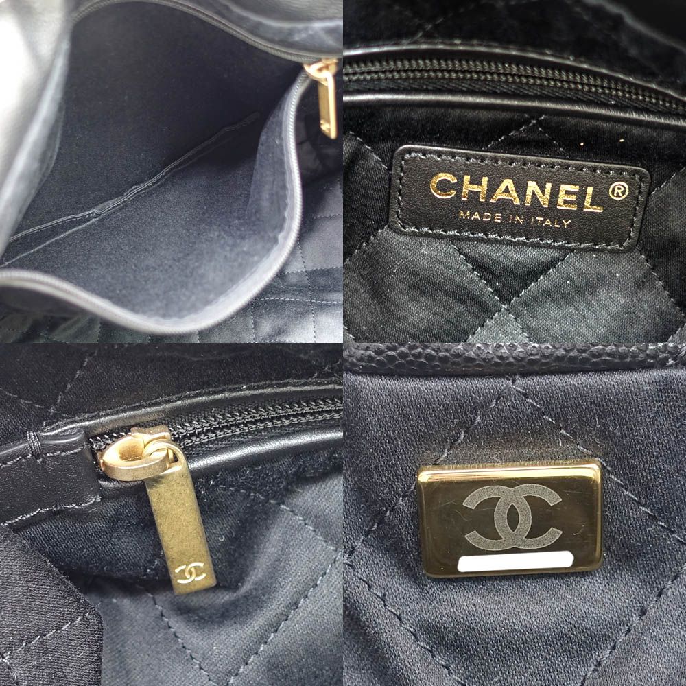 Chanel Small 2-Way Bag Hand Shoulder Caviar Leather Black Gold — view 7