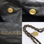 Chanel Small 2-Way Bag Hand Shoulder Caviar Leather Black Gold — view 8