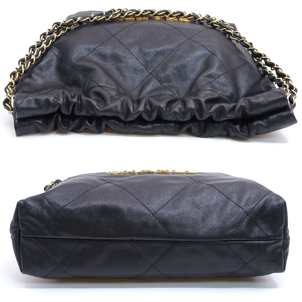 Chanel Small 2-Way Bag Hand Shoulder Caviar Leather Black Gold — view 4