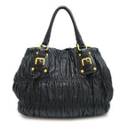 Prada Gather Bag 2-Way Bag Hand Shoulder Leather Black Gold — view 2