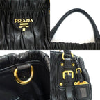 Prada Gather Bag 2-Way Bag Hand Shoulder Leather Black Gold — view 7