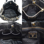 Prada Gather Bag 2-Way Bag Hand Shoulder Leather Black Gold — view 6