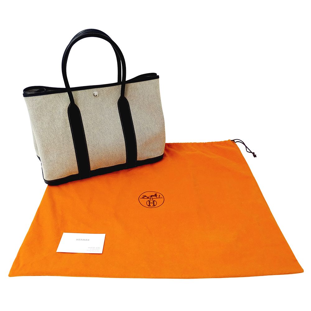 Hermes Tote Garden Party PM Toile Ash Black Gold — view 8