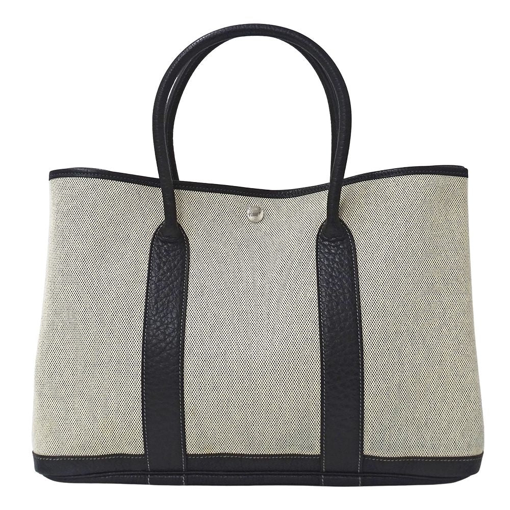 Hermes Tote Garden Party PM Toile Ash Black Gold