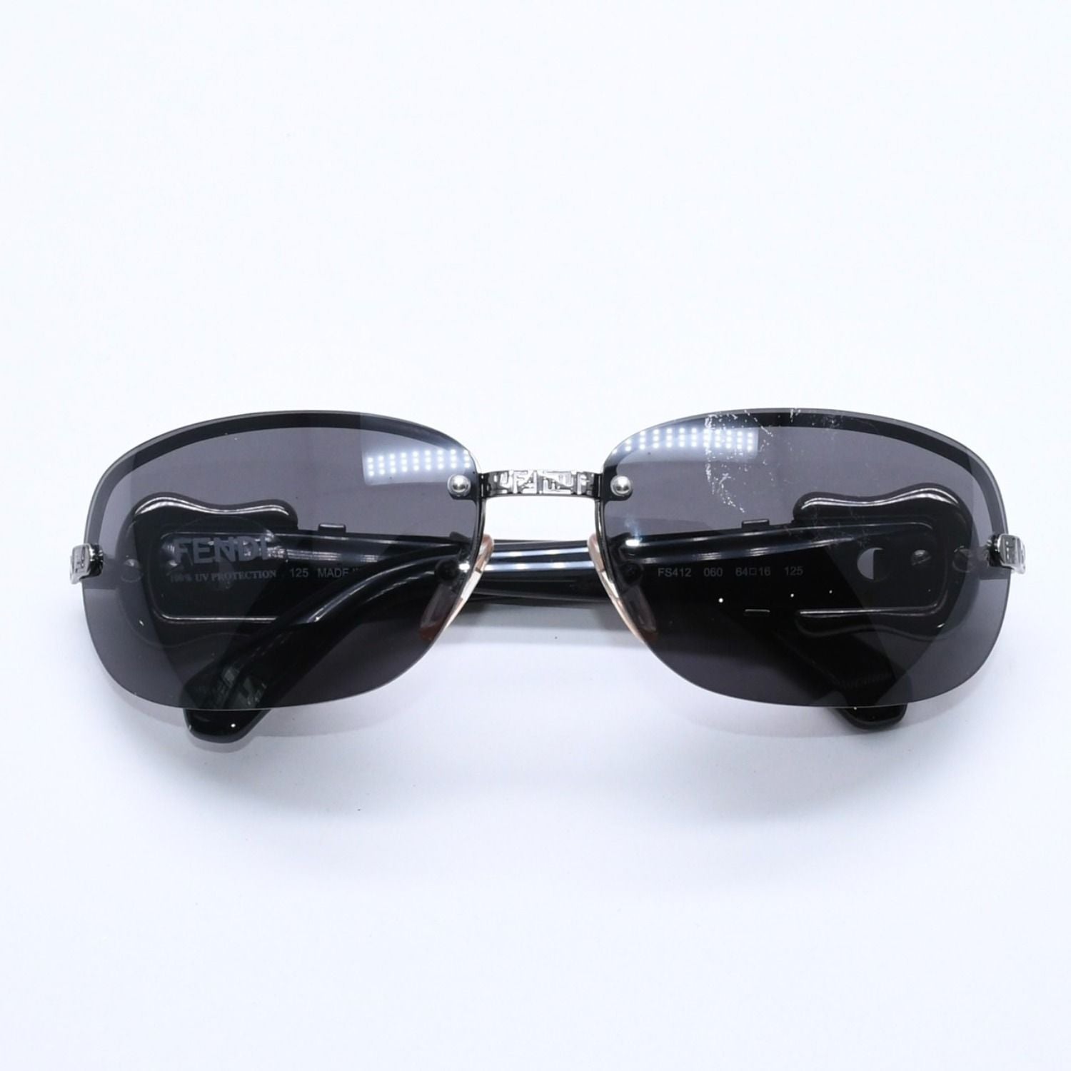Fendi Half Rim Sunglasses Eyewear 060 Belt Temple Black