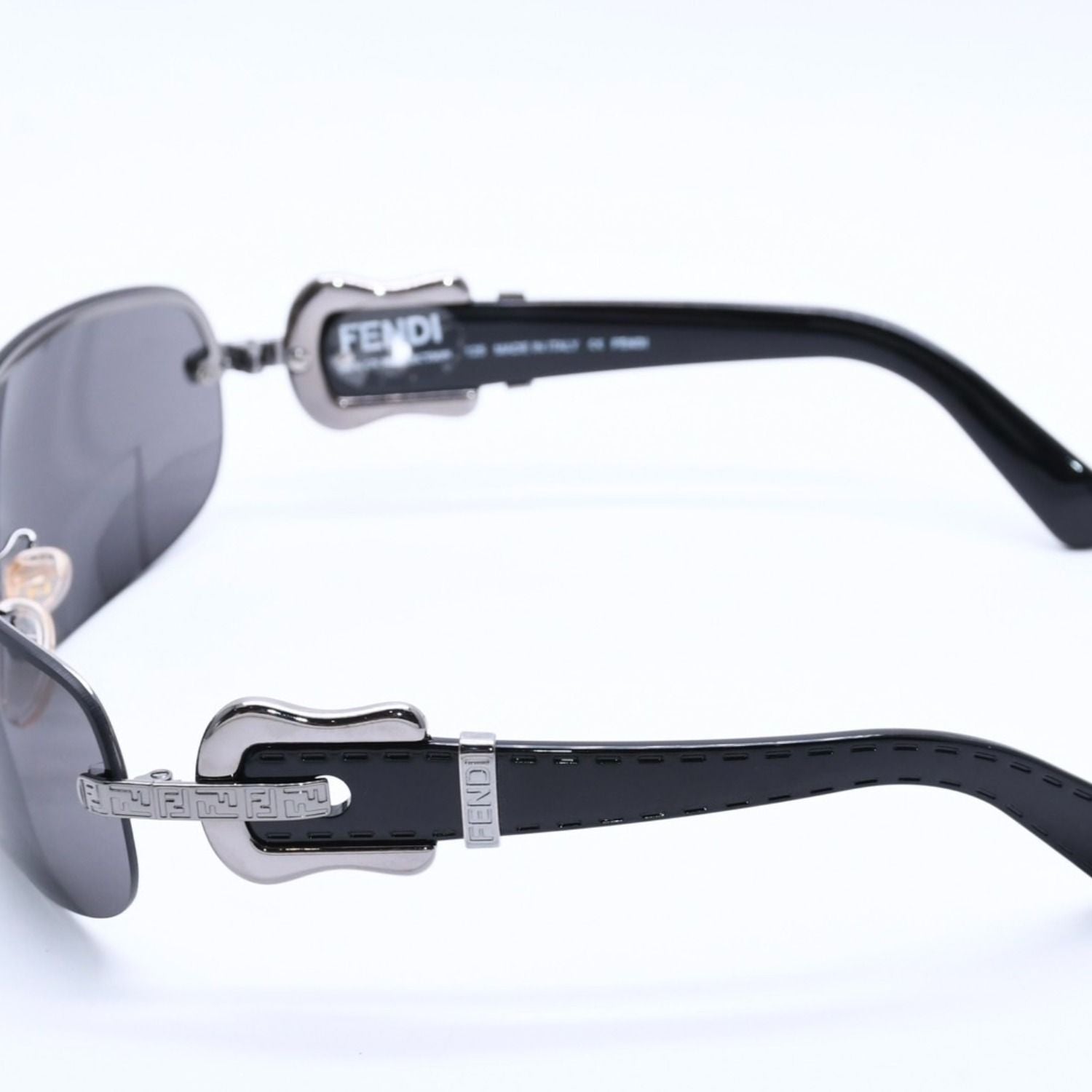 Fendi Half Rim Sunglasses Eyewear 060 Belt Temple Black — view 5