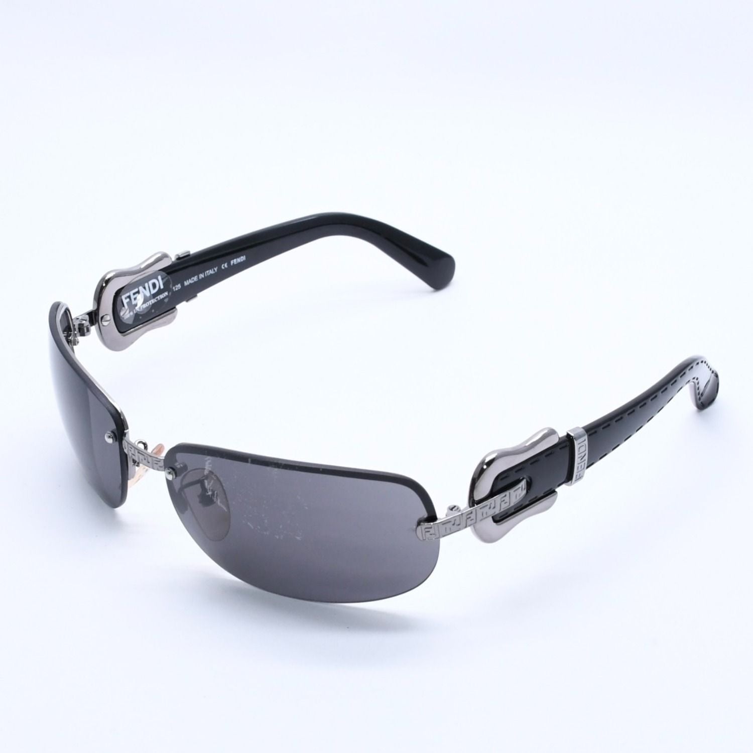 Fendi Half Rim Sunglasses Eyewear 060 Belt Temple Black — view 2