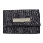 Gucci Key Case 6 Key GG Canvas Black Logo Key Holder