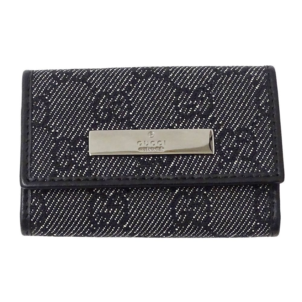 Gucci Key Case 6 Key GG Canvas Black Logo Key Holder