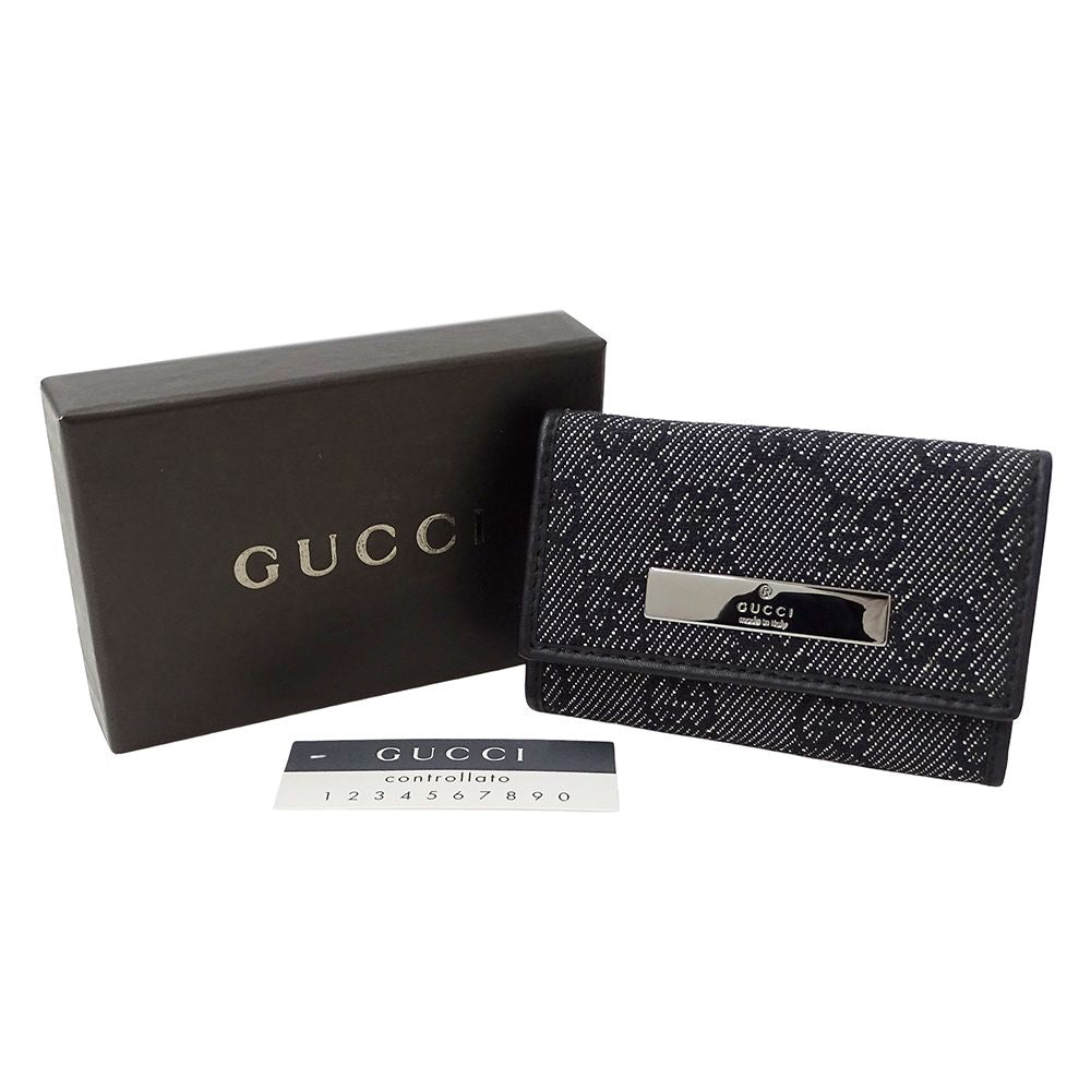 Gucci Key Case 6 Key GG Canvas Black Logo Key Holder — view 6