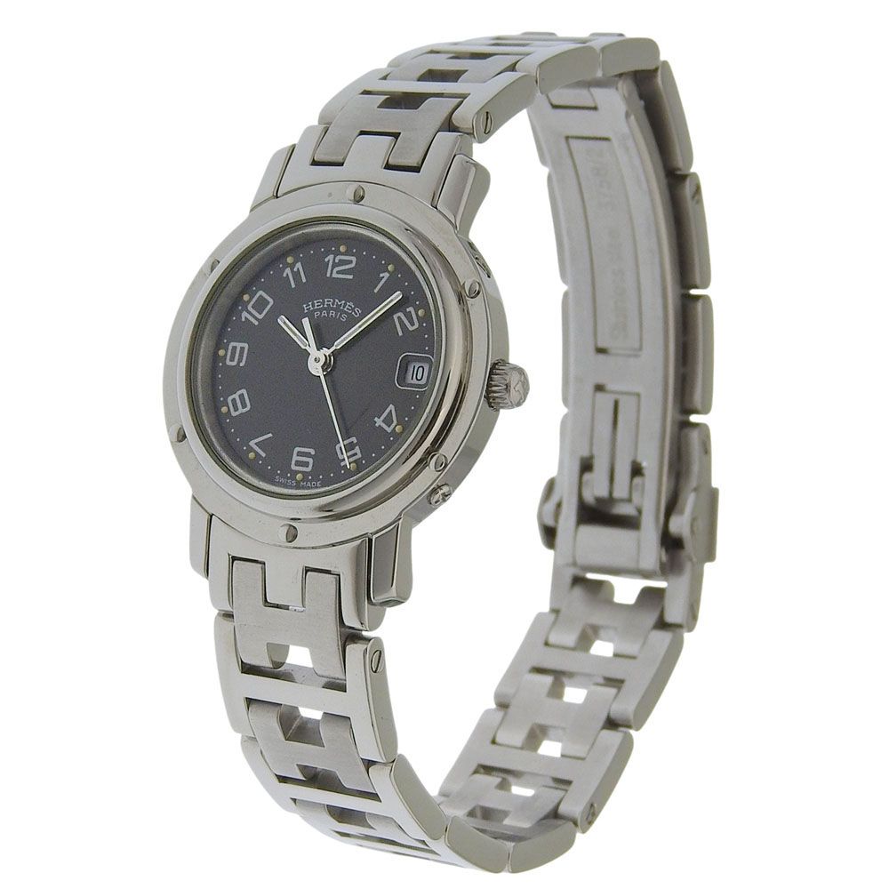 Hermes Clipper Stainless Steel Quartz Analog Display Gray Dial Watch — view 2