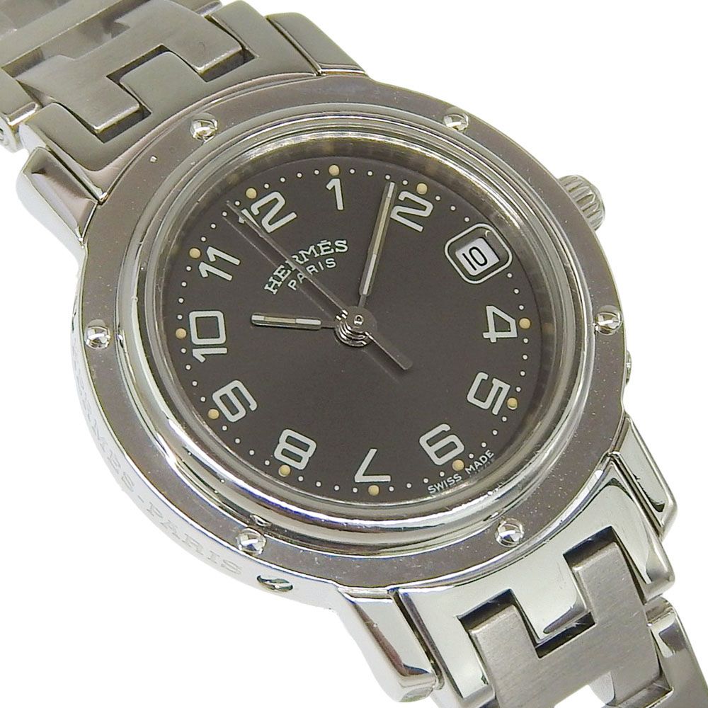 Hermes Clipper Stainless Steel Quartz Analog Display Gray Dial Watch — view 3