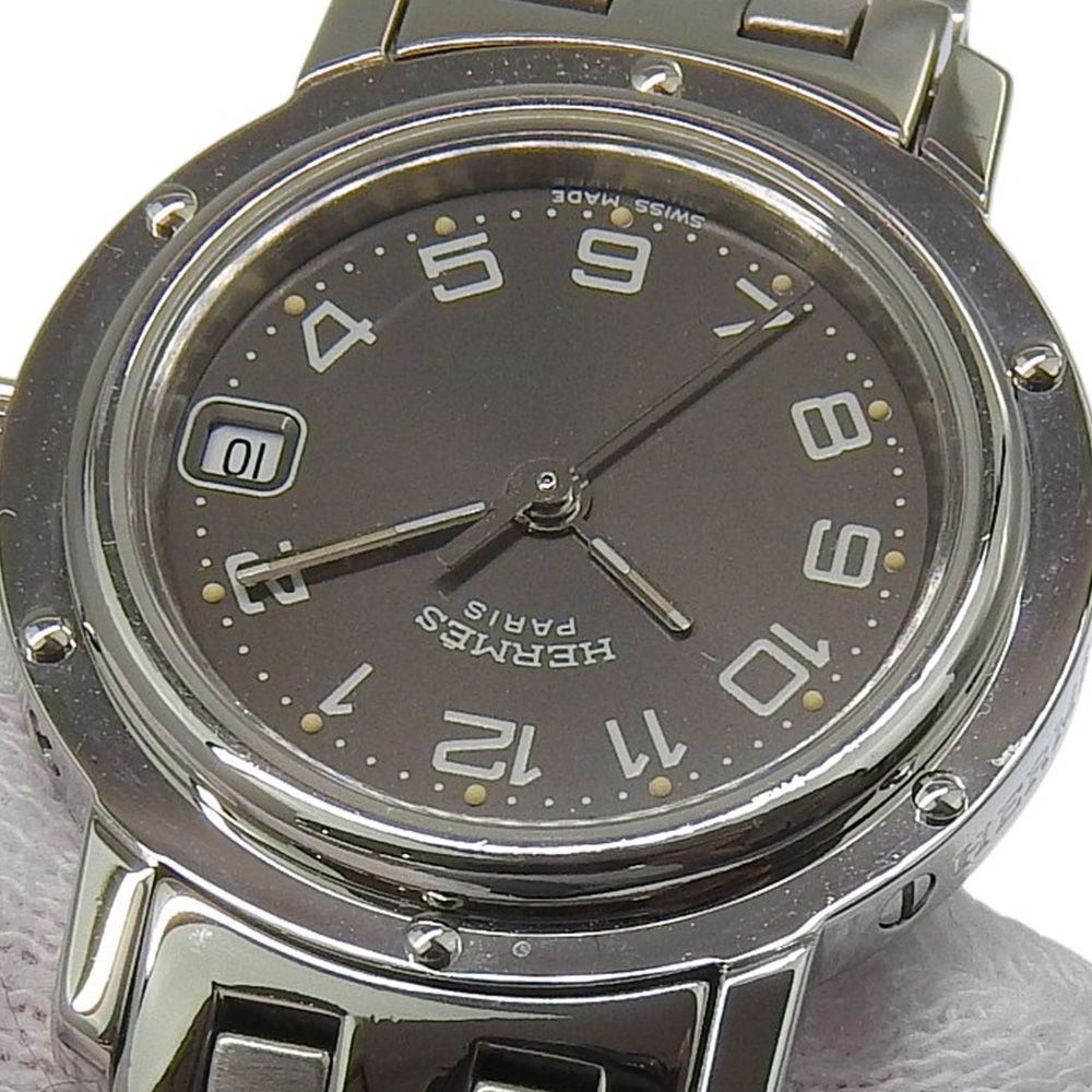 Hermes Clipper Stainless Steel Quartz Analog Display Gray Dial Watch — view 8