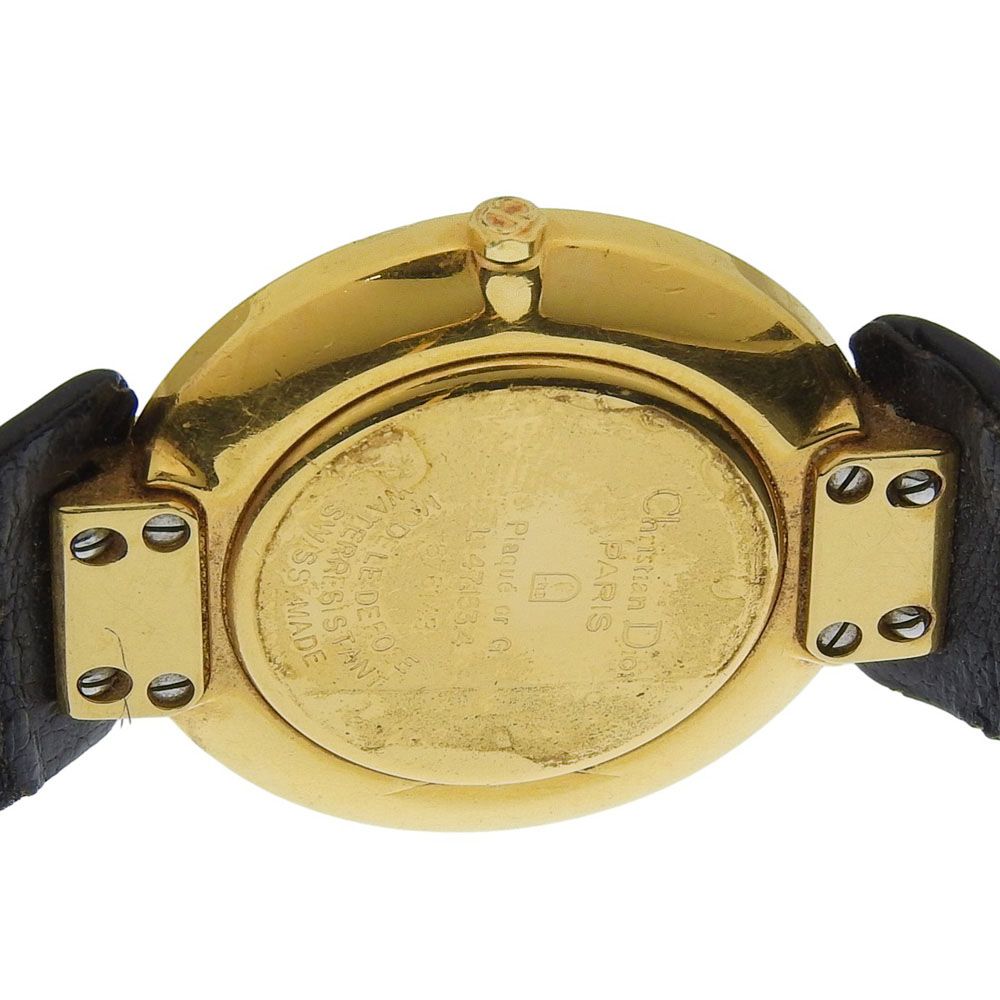 Dior Bagira 47.153.4 Gold Plated Leather Quartz Analog Display Black Dial Watch — view 6