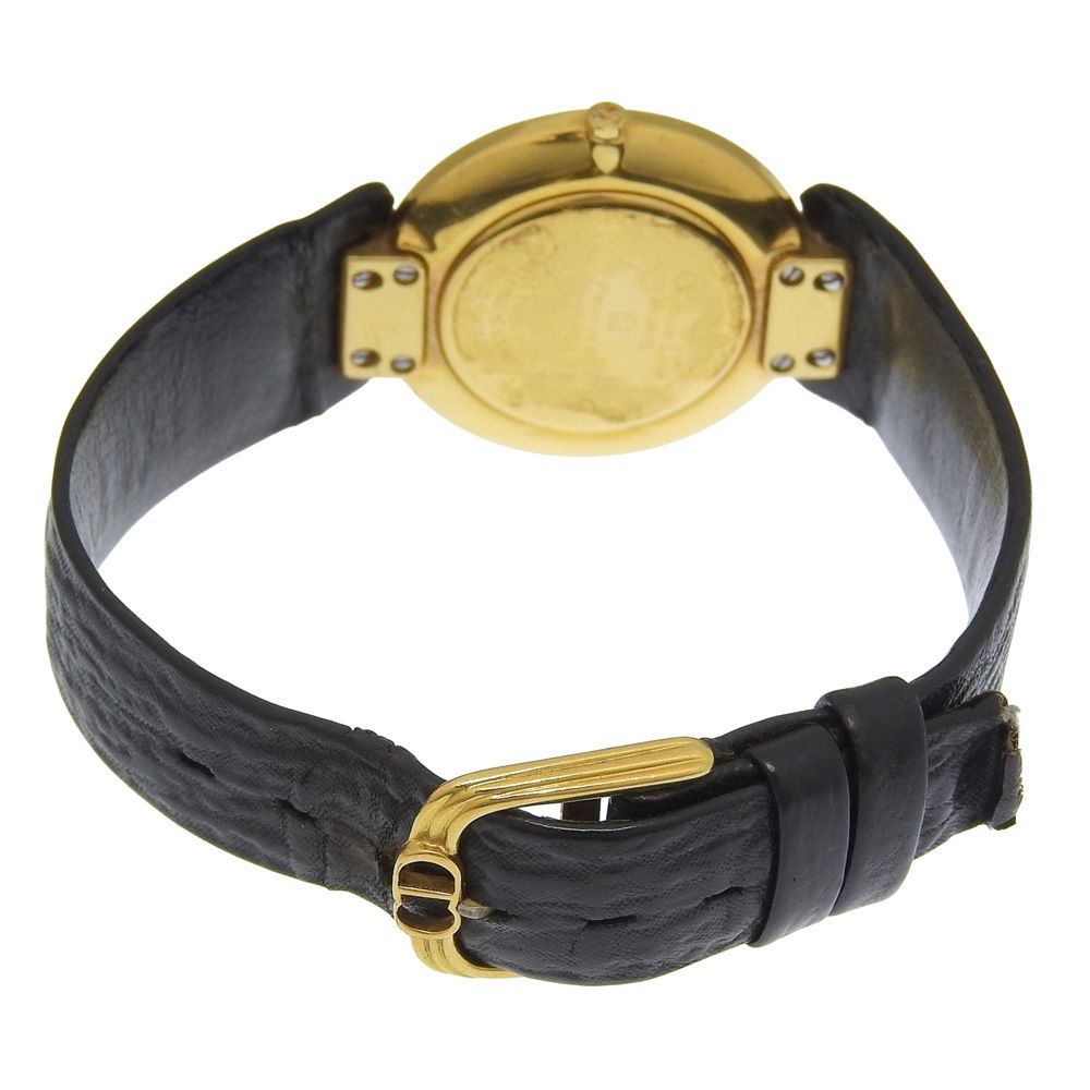 Dior Bagira 47.153.4 Gold Plated Leather Quartz Analog Display Black Dial Watch — view 5