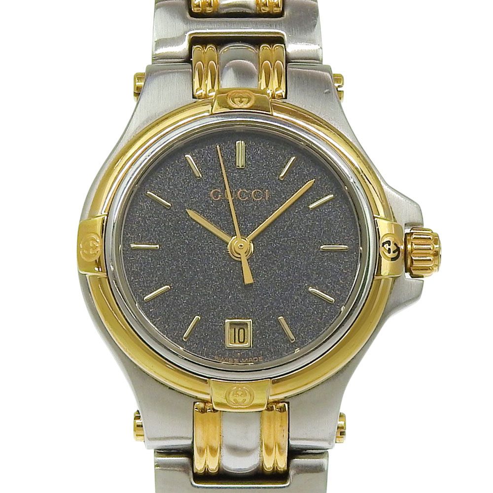 Gucci Stainless Steel Quartz Analog Display Black Dial Watch
