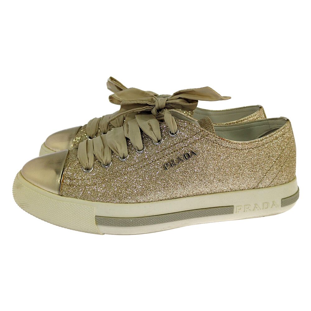 Prada Glitter Sneakers 36 Gold — view 2