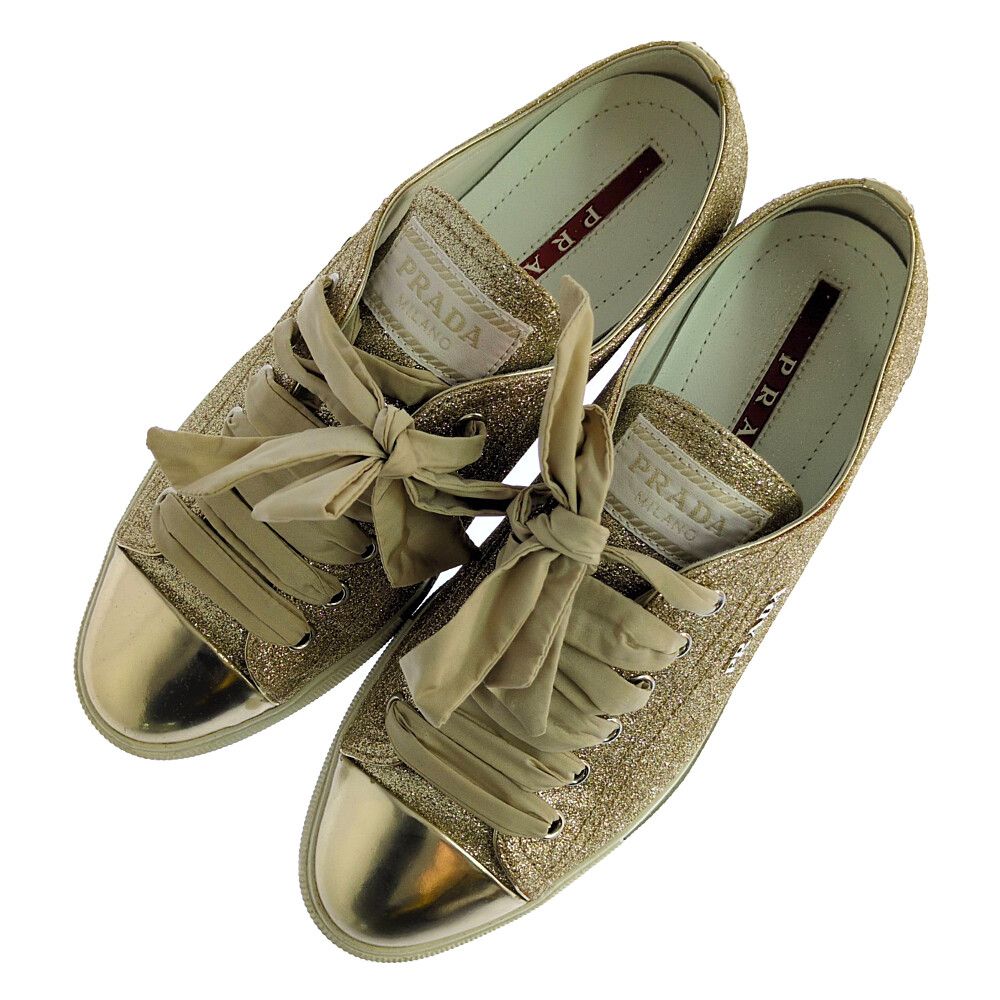 Prada Glitter Sneakers 36 Gold — view 6