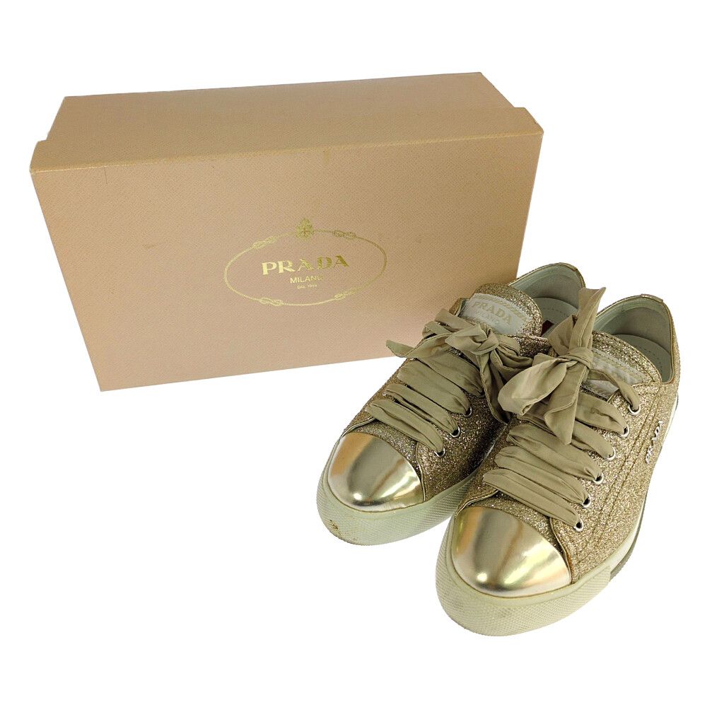Prada Glitter Sneakers 36 Gold — view 8