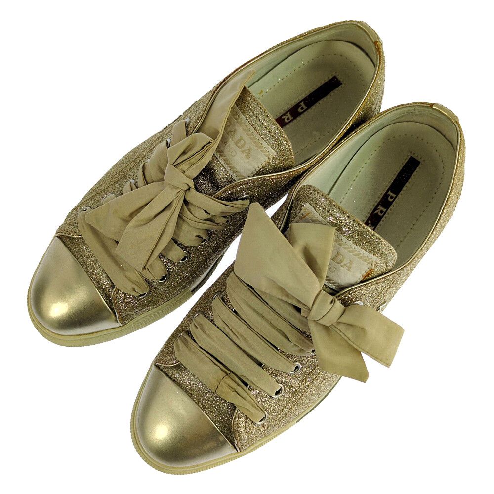 Prada Glitter Sneakers 36.5 Gold — view 6