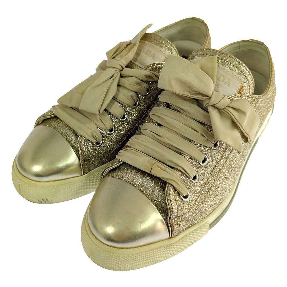 Prada Glitter Sneakers 36.5 Gold