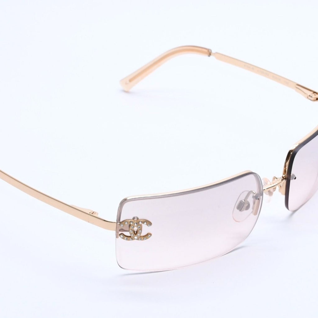Chanel Half Rim Sunglasses Eyewear CC Logo Rhinestone — view 4