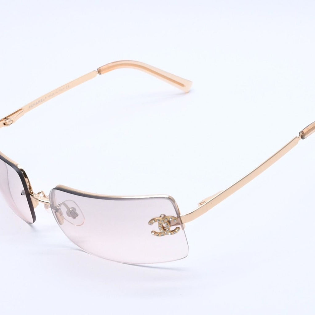 Chanel Half Rim Sunglasses Eyewear CC Logo Rhinestone — view 3