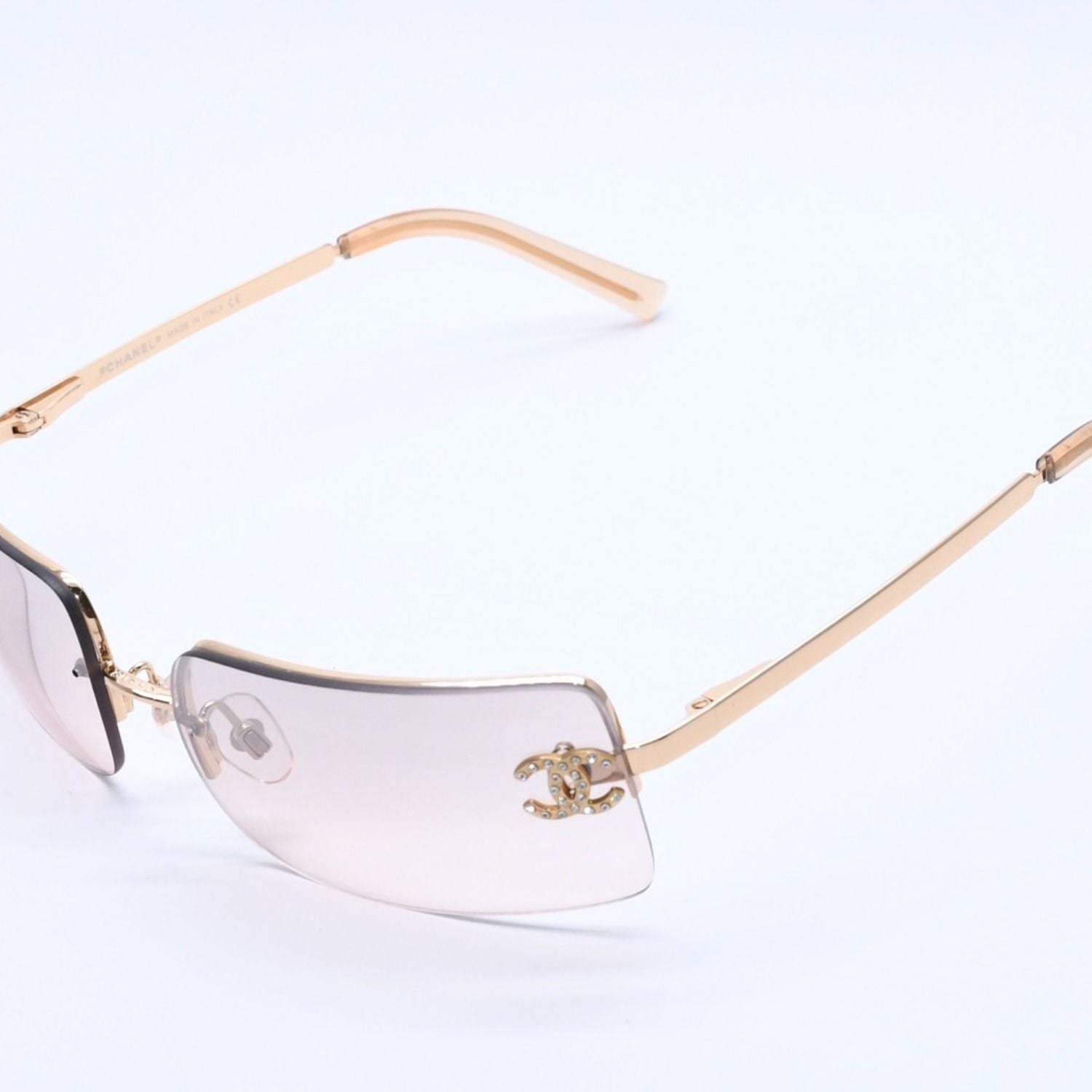 Chanel Half Rim Sunglasses Eyewear CC Logo Rhinestone — view 3