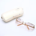 Chanel Half Rim Sunglasses Eyewear CC Logo Rhinestone