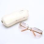 Chanel Half Rim Sunglasses Eyewear CC Logo Rhinestone