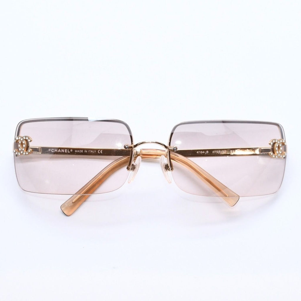 Chanel Half Rim Sunglasses Eyewear CC Logo Rhinestone — view 2