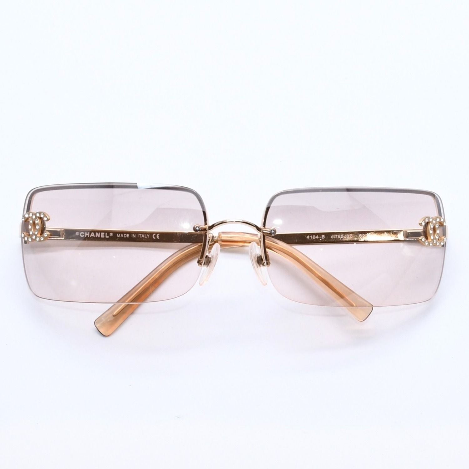 Chanel Half Rim Sunglasses Eyewear CC Logo Rhinestone — view 2